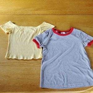 🛍Divided by H&M 2 short sleeve shirts, size XS, cute!